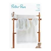 Peter Pan Baby Jacket, Blanket, Bonnet & Booties Crochet Pattern 1253 4 Ply