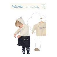 Peter Pan Childrens Hoodies Merino Baby Knitting Pattern 1181 DK