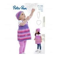 Peter Pan Baby Pinafore Dresses & Hats Knitting Pattern 1190 DK