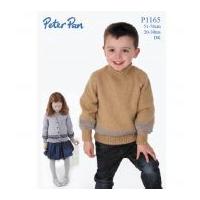 Peter Pan Childrens Sweater & Cardigan Knitting Pattern 1165 DK