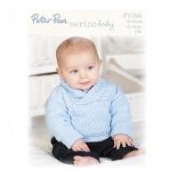 Peter Pan Baby Sweater & Hat Merino Baby Knitting Pattern 1160 DK