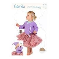 Peter Pan Baby Wrap Cardigans Merino Baby Knitting Pattern 1186 DK