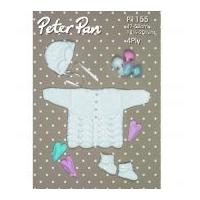 Peter Pan Baby Cardigan, Bonnet & Booties Knitting Pattern 1155 4 Ply