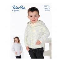 Peter Pan Childrens Hooded Jacket & Hoodie Cupcake Knitting Pattern 1171 DK