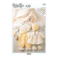 Peter Pan Baby Prem Matinee Coat, Shawl, Cardigan, Trousers, Bonnet, Mitts & Booties Knitting Pattern 759 4 Ply