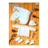 Peter Pan Baby Matinee Coat, Shawl, Bonnet, Mitts & Booties Knitting Pattern 801 DK