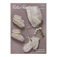 Peter Pan Baby Hat, Booties & Mittens Knitting Pattern 1247 4 Ply, DK