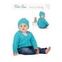 Peter Pan Baby Cardigans & Hat Merino Baby Knitting Pattern 1187 DK