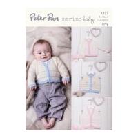 Peter Pan Baby Cardigans & Waistcoats Merino Baby Knitting Pattern 1227 4 Ply