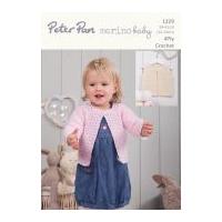 Peter Pan Baby Cardigans & Waistcoats Merino Baby Crochet Pattern 1229 4 Ply