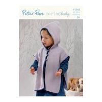 Peter Pan Childrens Hooded Tabard Merino Baby Knitting Pattern 1262 DK
