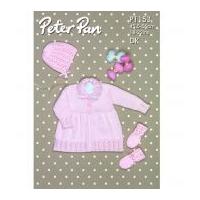 Peter Pan Baby Matinee Coat, Bonnet & Mittens Knitting Pattern 1153 DK