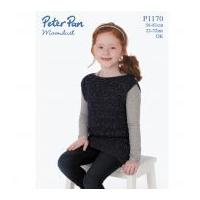 Peter Pan Girls Sleeveless Top Moondust Knitting Pattern 1170 DK