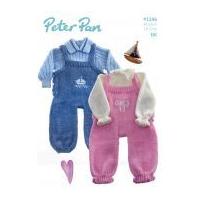 Peter Pan Baby Dungarees & Sweater Knitting Pattern 1246 DK