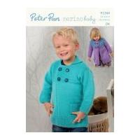 Peter Pan Childrens Coats Merino Baby Knitting Pattern 1260 DK