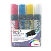 Pentel Jumbo Chalk Chisel Tip Assorted Marker Pack of 4 SMW564-BCGW