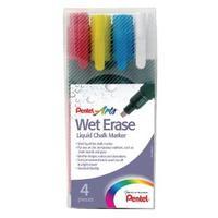 Pentel Chalk Markers Chisel Tip Assorted Pack of 4 SMW264-BCGW