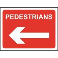 pedestrians roll up sign with arrow left