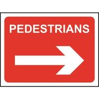 pedestrians roll up sign with arrow right