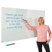 Pen tray for write-on glass dry-wipe boards