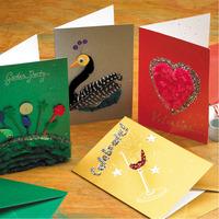Pearl Greeting Cards & Envelopes 155 x 105mm Green & Red