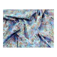 peace sign print cotton poplin fabric blue