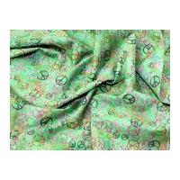 Peace Sign Print Cotton Poplin Fabric Green