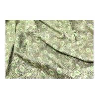 Peacock Feathers Print Cotton Lawn Dress Fabric Green