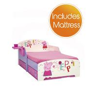 peppa pig storytime toddler bed shelf underbed storage foam mattress