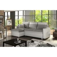 Pescara Corner Sofa Bed In Cream Faux Leather And Grey Fabric