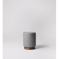 Penfold Footstool in Light Grey Soft Wool, Walnut Feet