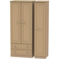 Pembroke Light Oak Triple Wardrobe with 2 Drawer