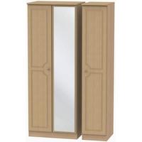 pembroke light oak triple wardrobe tall with mirror