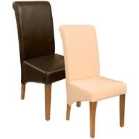 perth natural oak leather dining chair pair