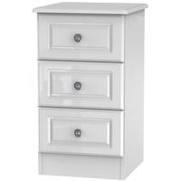 Pembroke High Gloss White Bedside Cabinet - 3 Drawer Locker