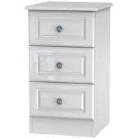 pembroke high gloss white bedside cabinet 3 drawer locker