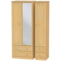 Pembroke Beech Triple Wardrobe - Tall with Drawer and Mirror