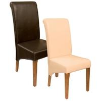 Perth Oak Dining Chairs - Leather (Pair)