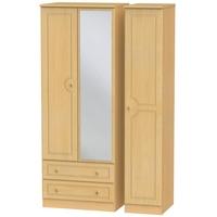 Pembroke Beech Triple Wardrobe - Tall with 2 Drawer and Mirror