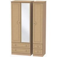 pembroke light oak triple wardrobe with drawer and mirror