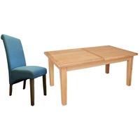 Perth Natural Oak Dining Set with 6 Fabric Chairs - Extending