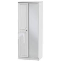 pembroke high gloss white wardrobe tall 2ft 6in with mirror