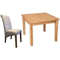 Perth Oak Dining Set with 4 Fabric Chairs