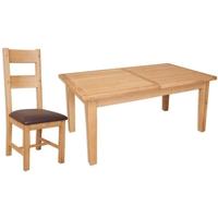 Perth Natural Oak Dining Set with 6 Chairs - Extending