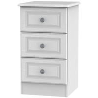 Pembroke White Bedside Cabinet - 3 Drawer Locker