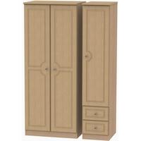 Pembroke Light Oak Triple Wardrobe - Plain with 2 Drawer