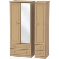 Pembroke Light Oak Triple Wardrobe with 2 Drawer and Mirror