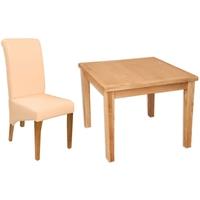Perth Oak Dining Set with 4 Leather Chairs