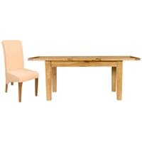 Perth Oak Dining Set with 6 Leather Chairs - Extending