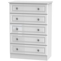 Pembroke High Gloss White Chest of Drawer - 5 Drawer